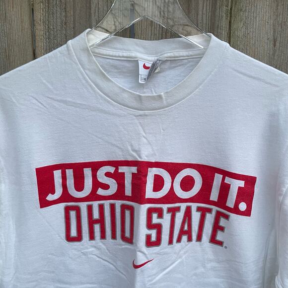 Nike Ohio State T-Shirt Y2K Vintage 1999 Just Do It Graphic Medium White Buckeye - Picture 3 of 9